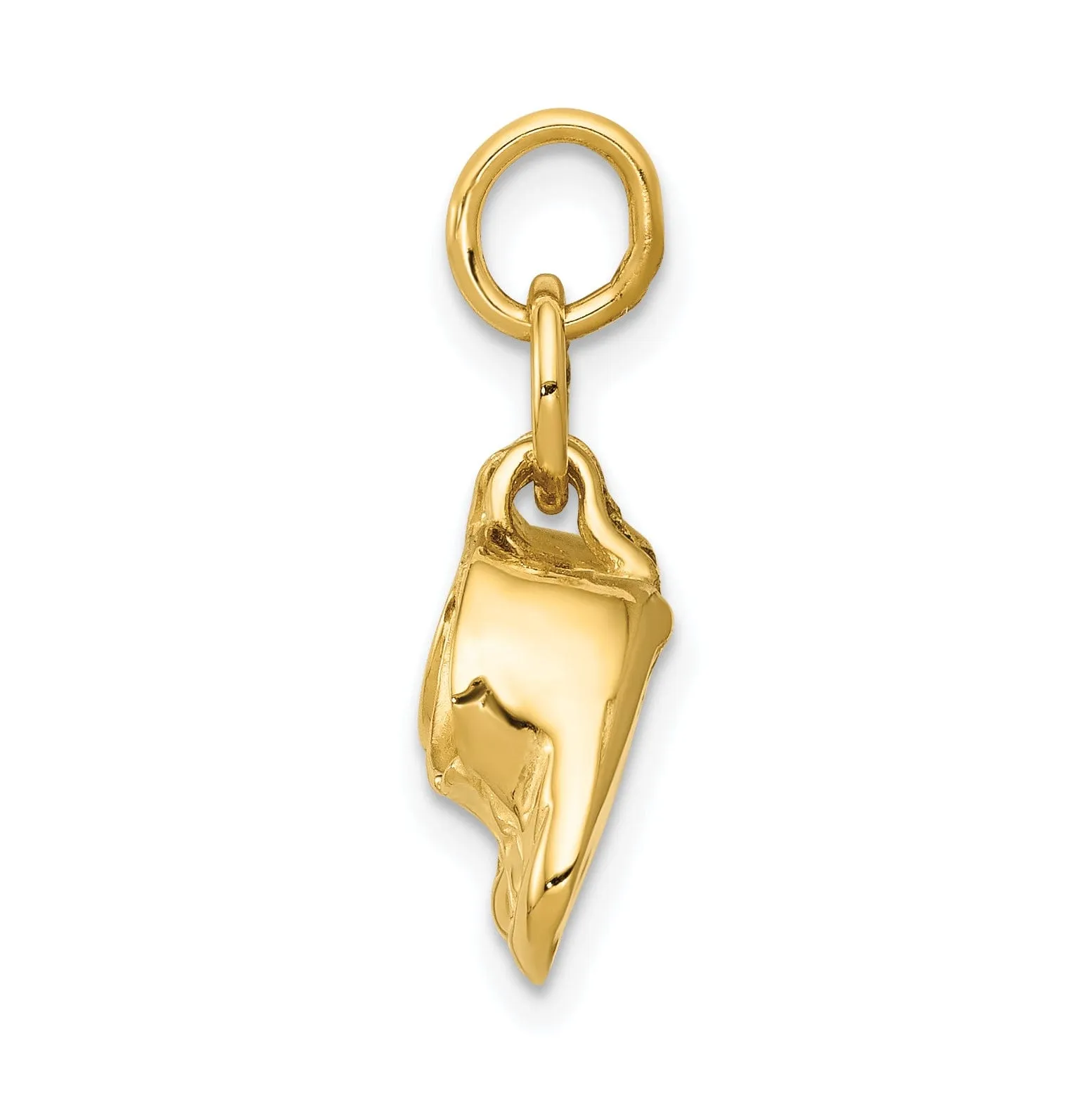 14k Yellow Gold Polished Finish 3 Dimensional Baby Shoes Charm Pendant.