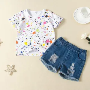 2-piece Tie dye Pattern T-shirt & Shorts for Toddler Girl£¨No Shoes???Wholesale children's clothing