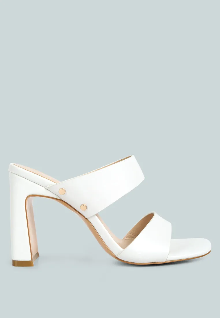 Alodia Slim Block Heel Sandals In White