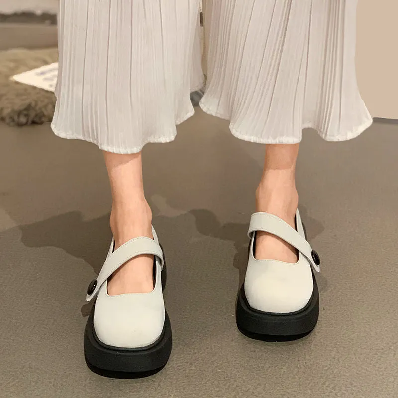 Amozae  Sweet Lovely Mary Jane Solid Buckle Sandals Thick Sole Comfortable Ladies Sandals Sweet Lolita Banquet Shoes