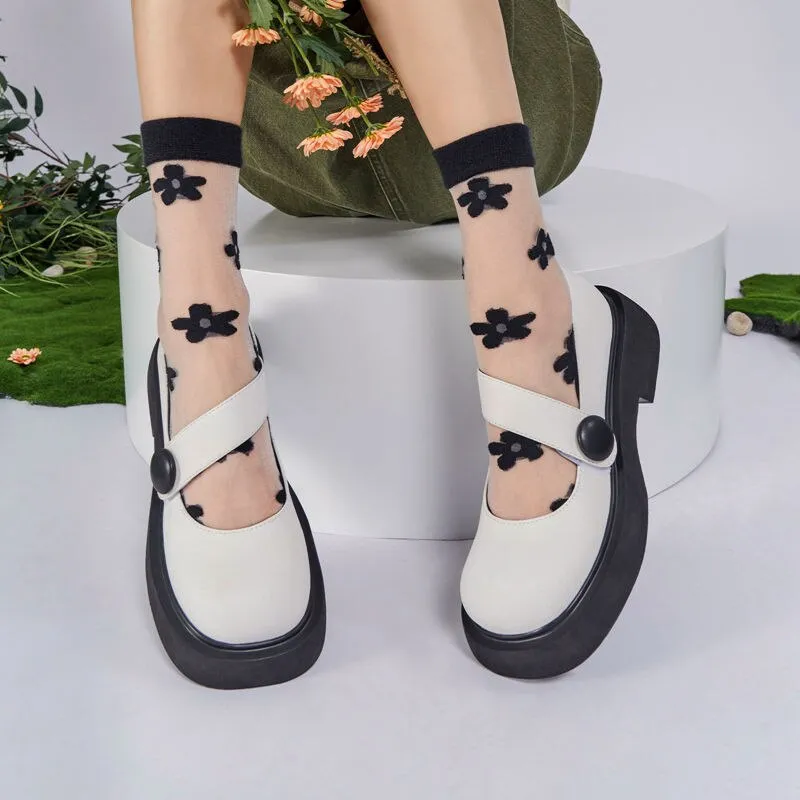 Amozae  Sweet Lovely Mary Jane Solid Buckle Sandals Thick Sole Comfortable Ladies Sandals Sweet Lolita Banquet Shoes