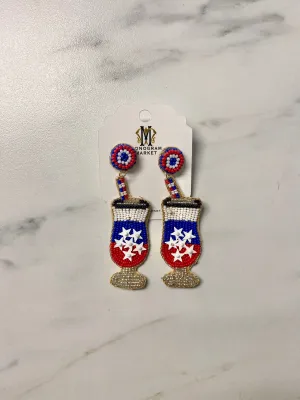 Beaded Earrings, Patriotic Cocktail Glasses