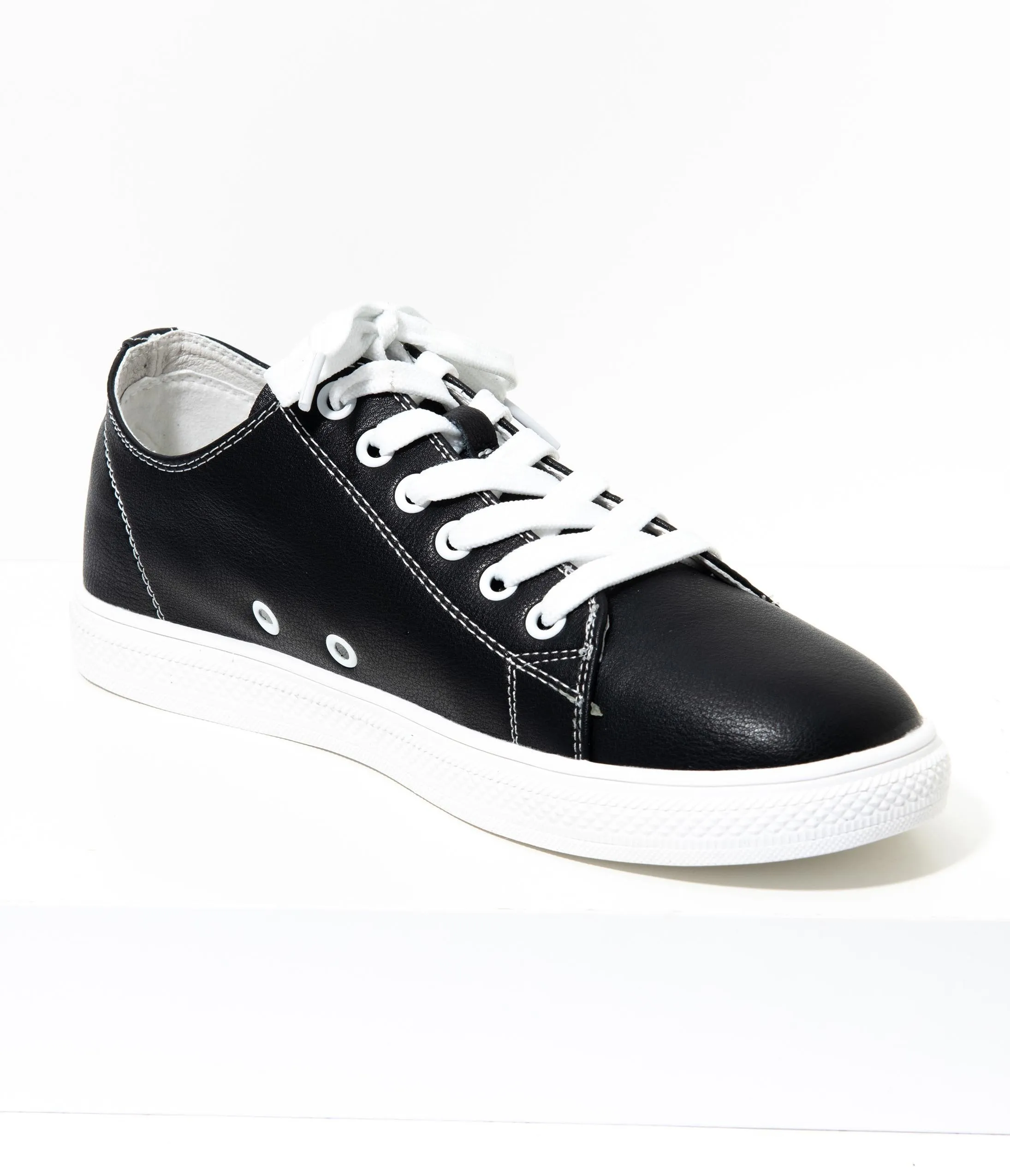 Black Leatherette Classic Sneakers