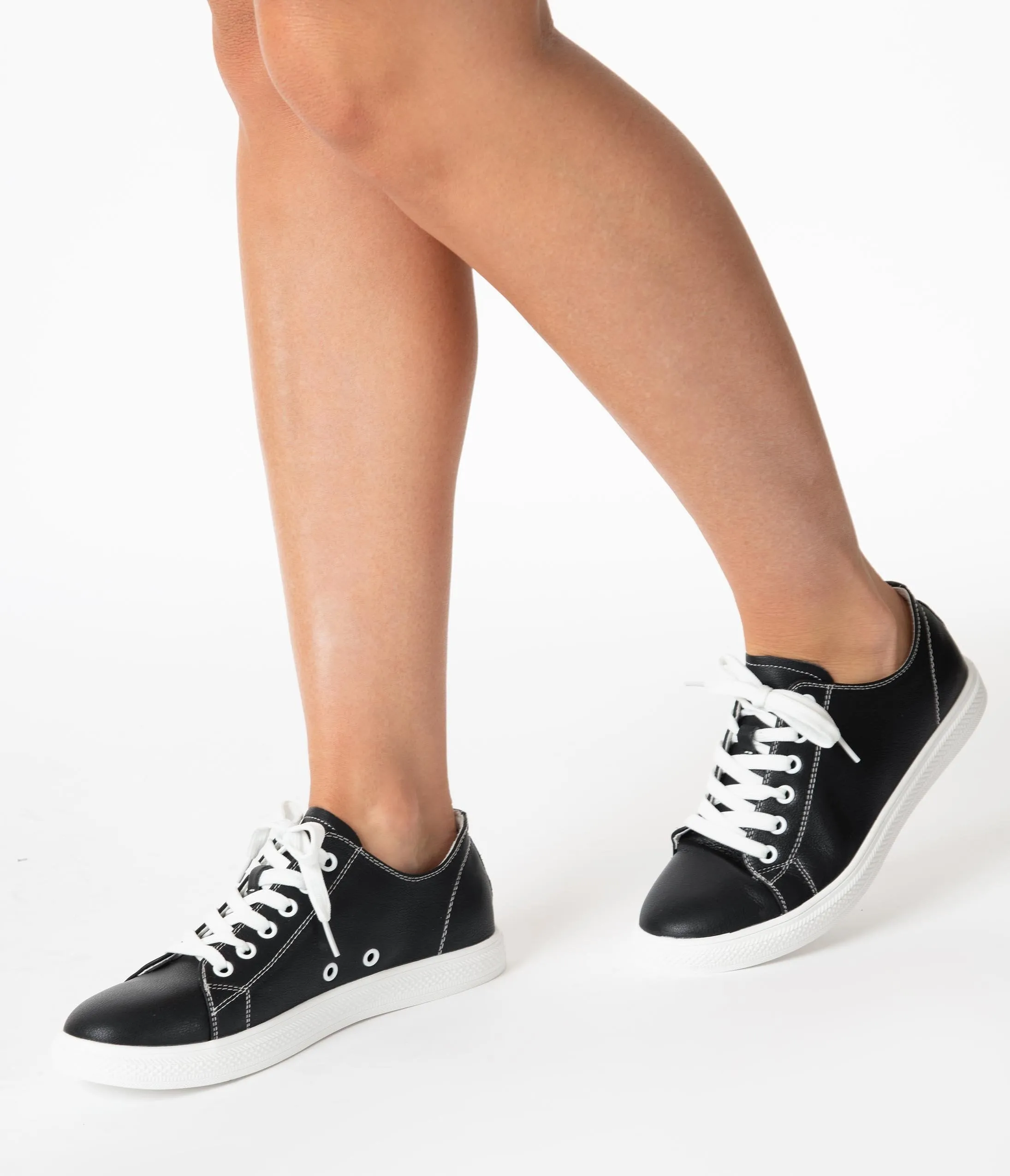 Black Leatherette Classic Sneakers