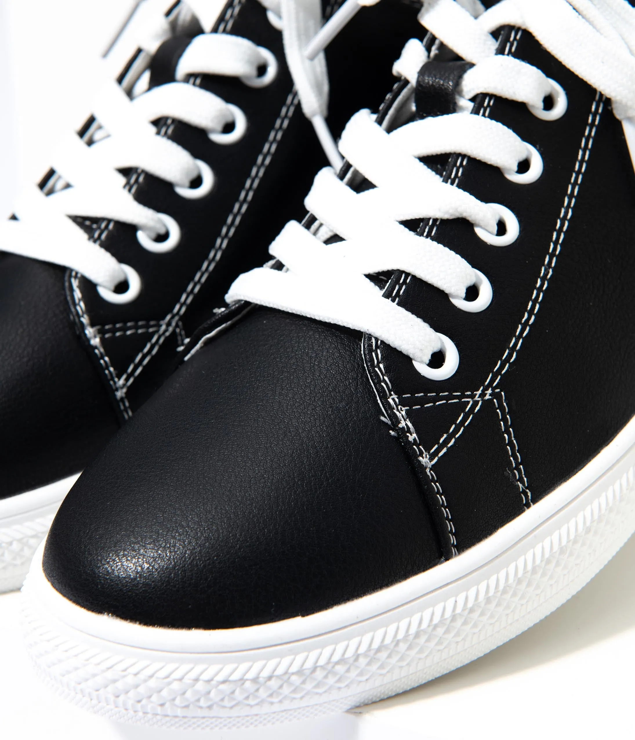 Black Leatherette Classic Sneakers