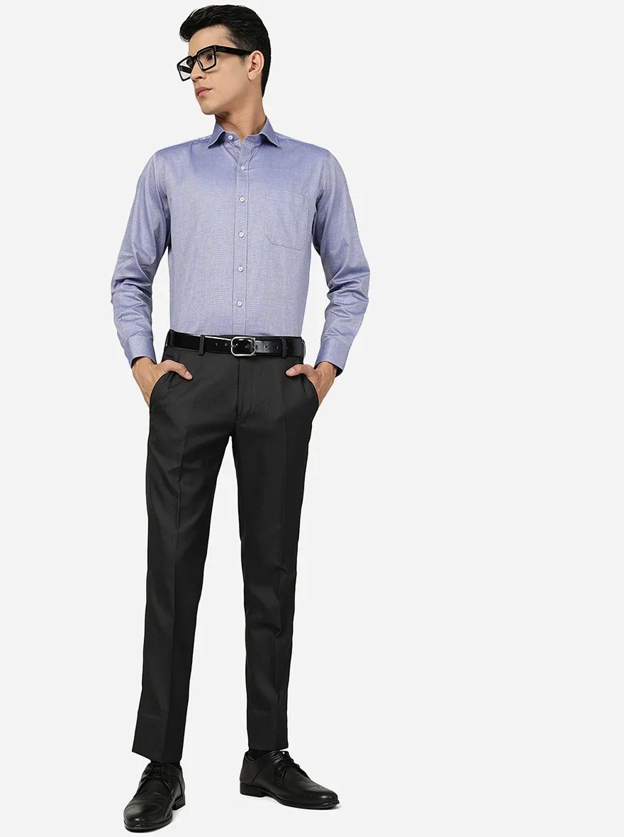 Blue Solid Slim Fit Formal Shirt | Greenfibre