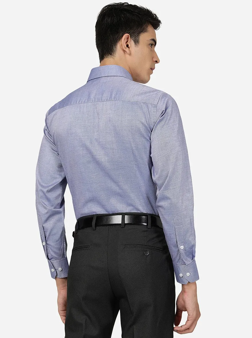 Blue Solid Slim Fit Formal Shirt | Greenfibre