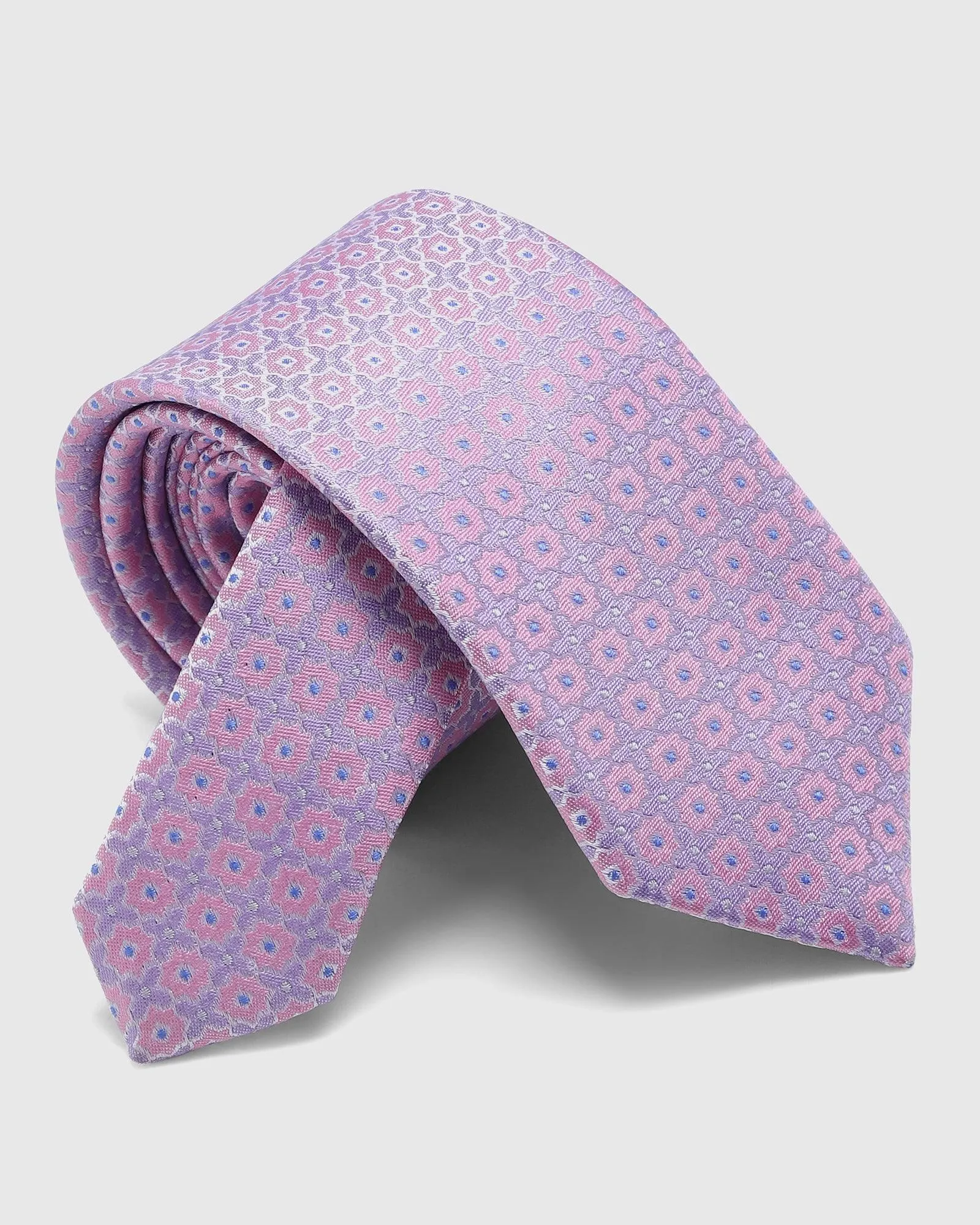 Boxed Combo Printed Tie With Pocket Sqaure In Coral Pink - Sarita