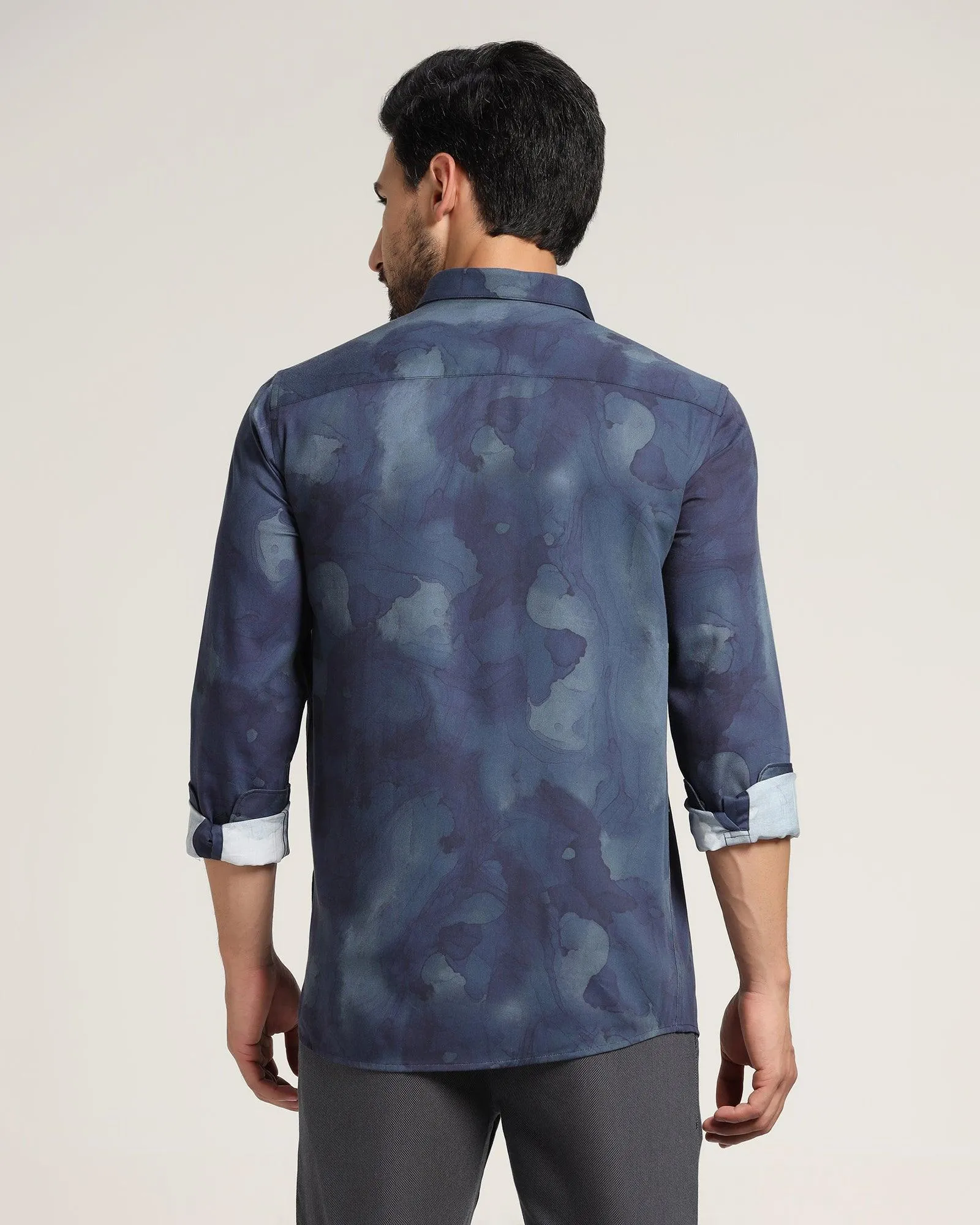 Casual Blue Printed Shirt - Kross