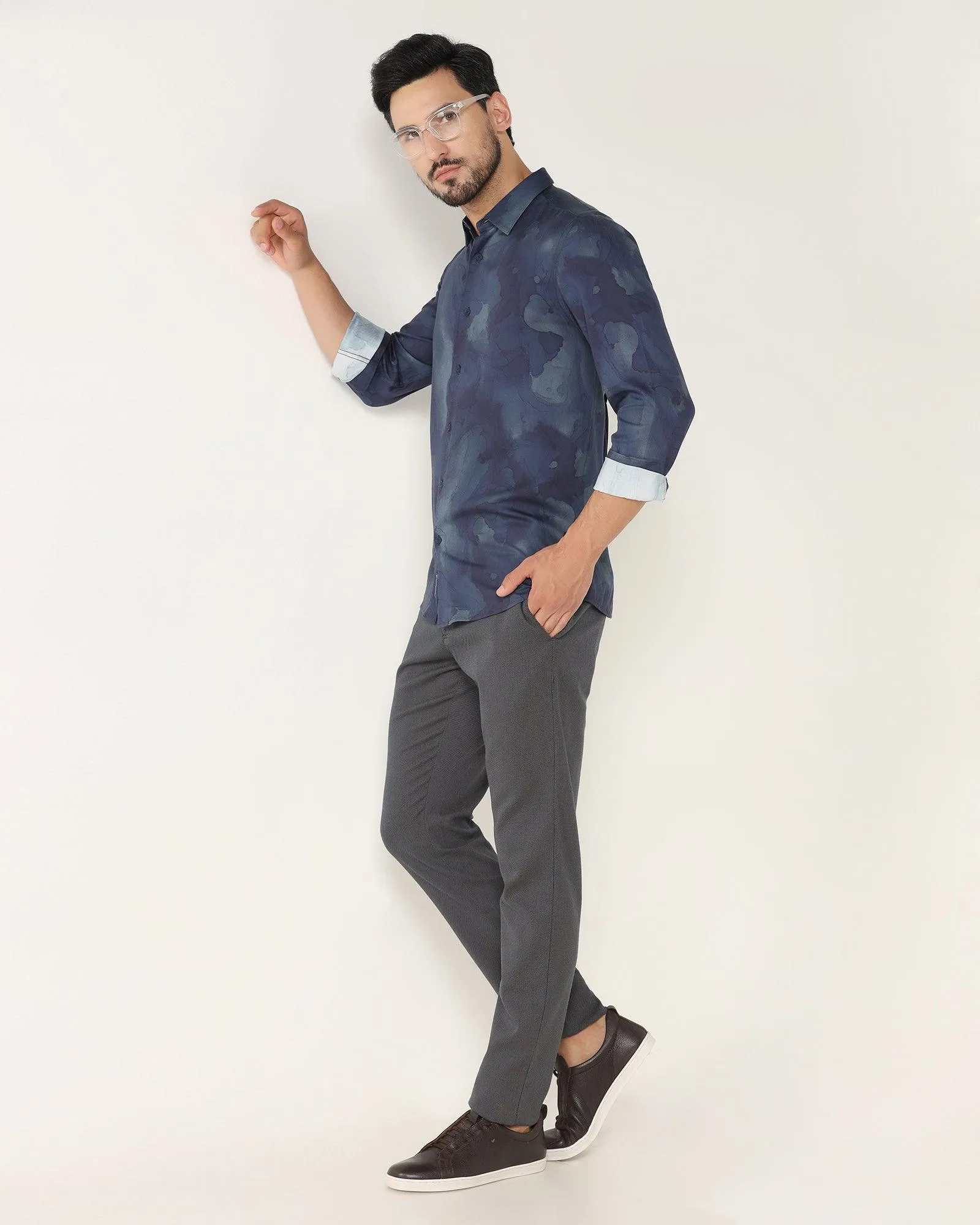 Casual Blue Printed Shirt - Kross