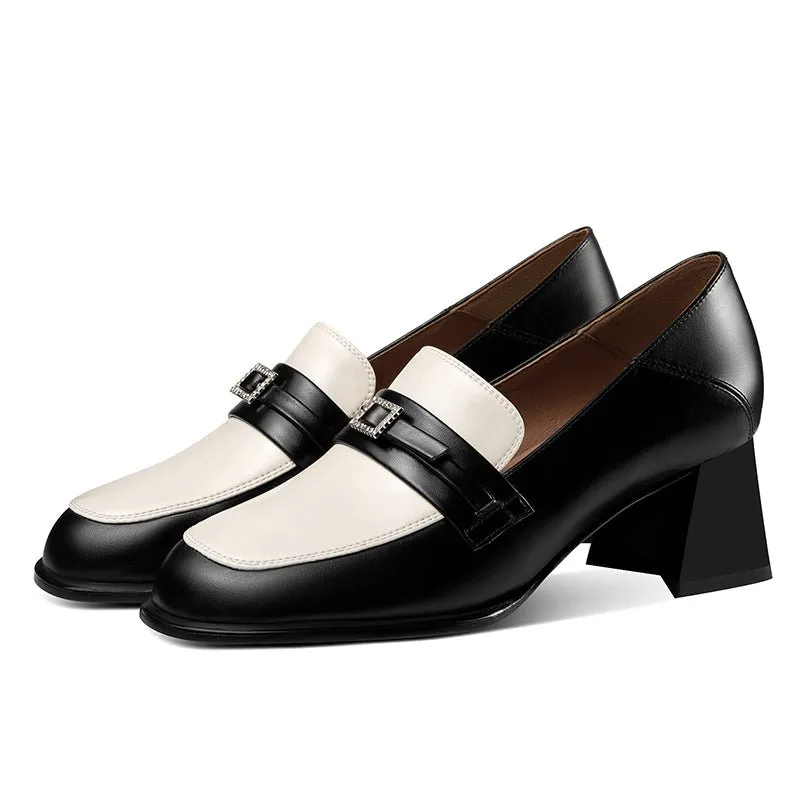 Chic Cow Leather Round Toe Slip-On Shoes