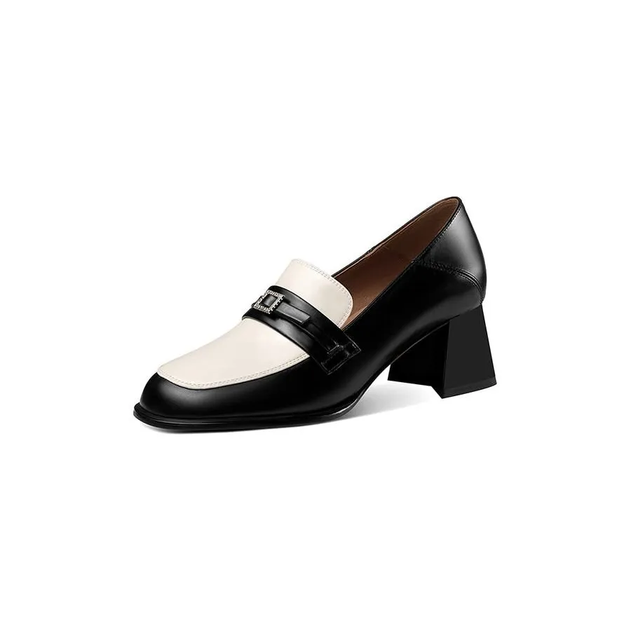 Chic Cow Leather Round Toe Slip-On Shoes