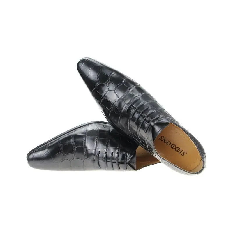 Chic CrocPrint Pointed Toe Oxford Dress Shoes