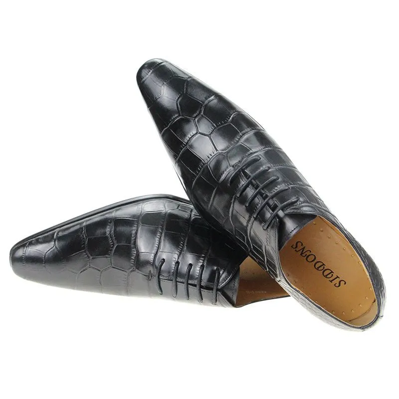 Chic CrocPrint Pointed Toe Oxford Dress Shoes