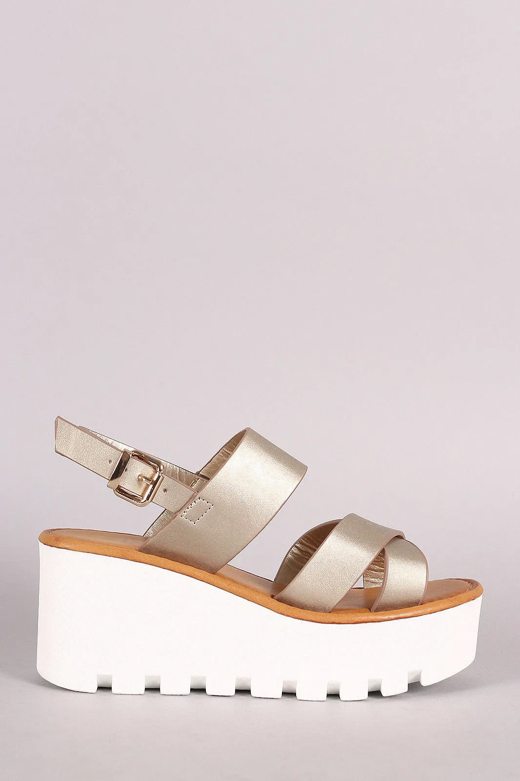 Crisscross Lug Sole Flatform Wedge