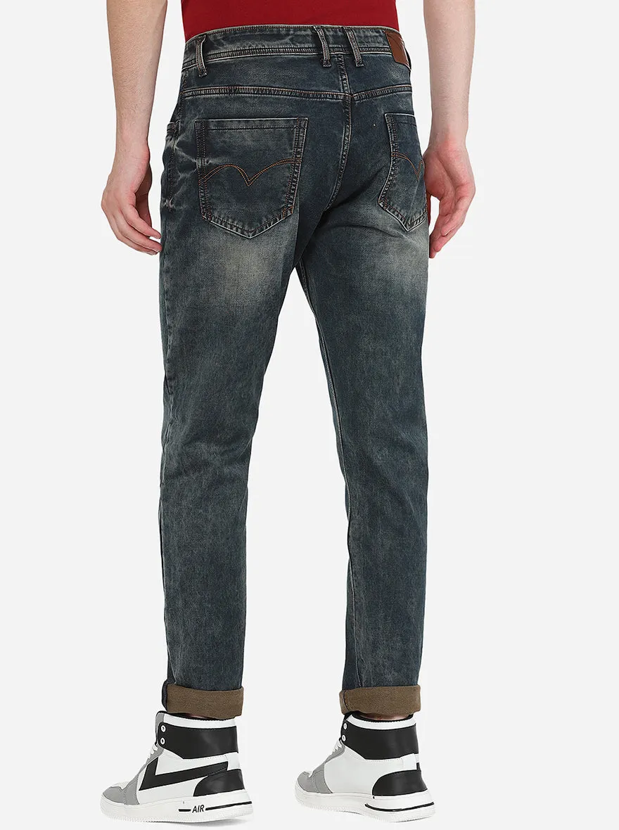 Dirty Blue Washed Straight Fit Jeans | JadeBlue