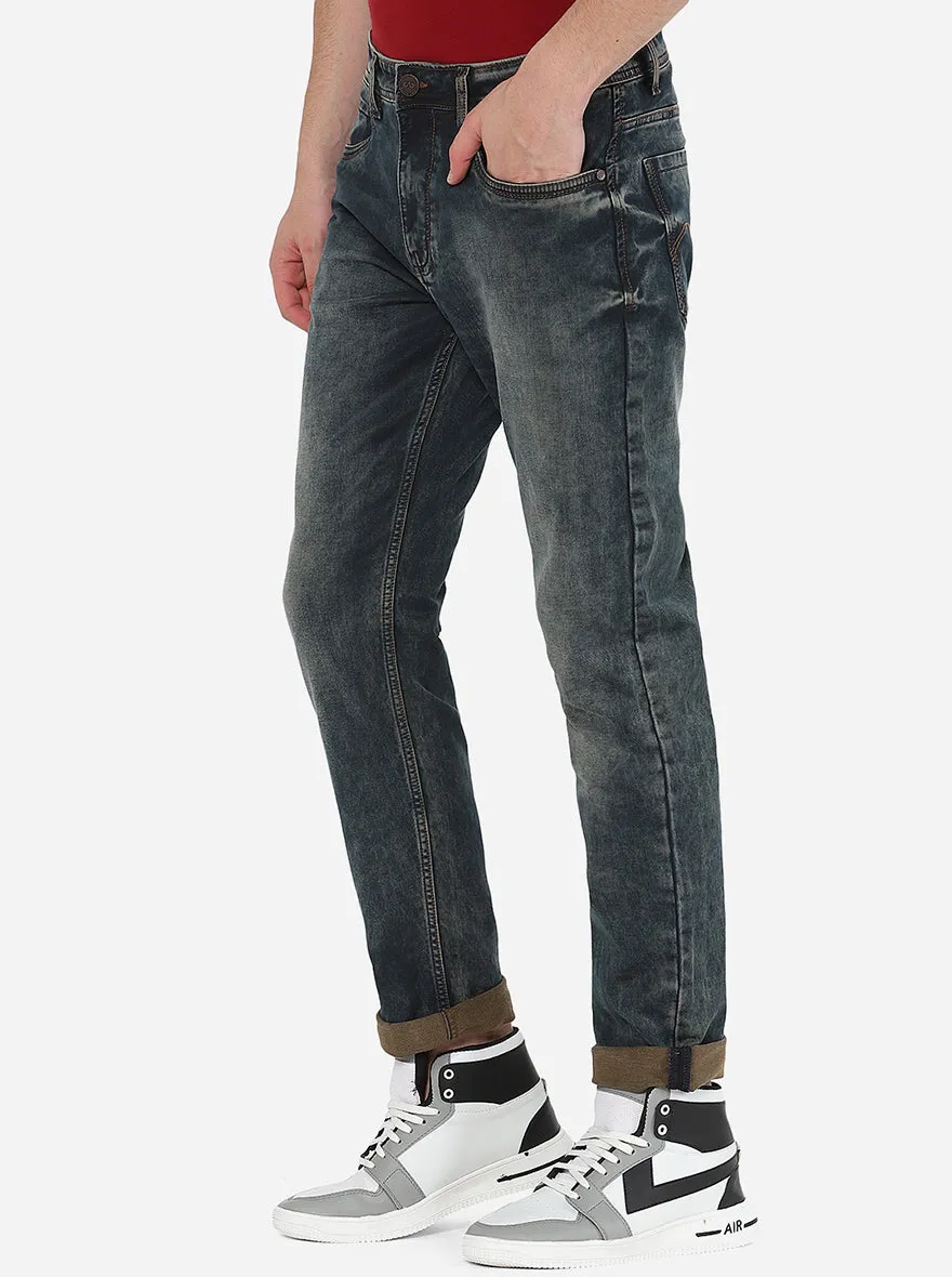 Dirty Blue Washed Straight Fit Jeans | JadeBlue