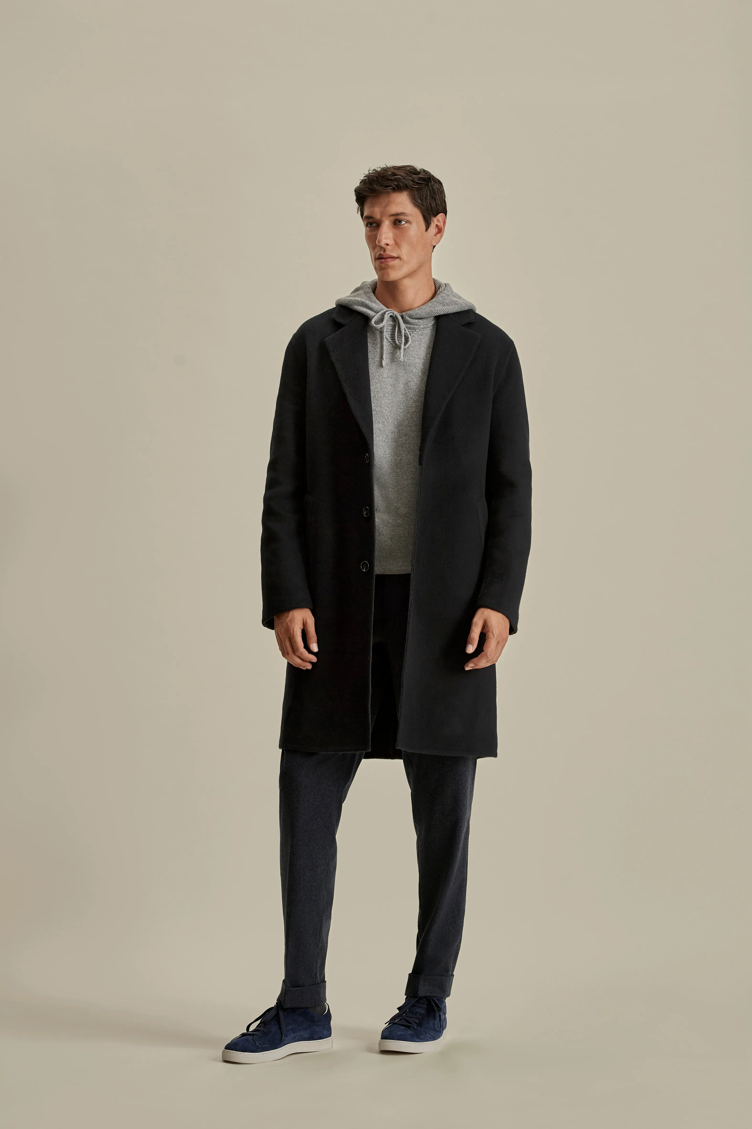 Double Faced Cashmere Single Breasted Overcoat