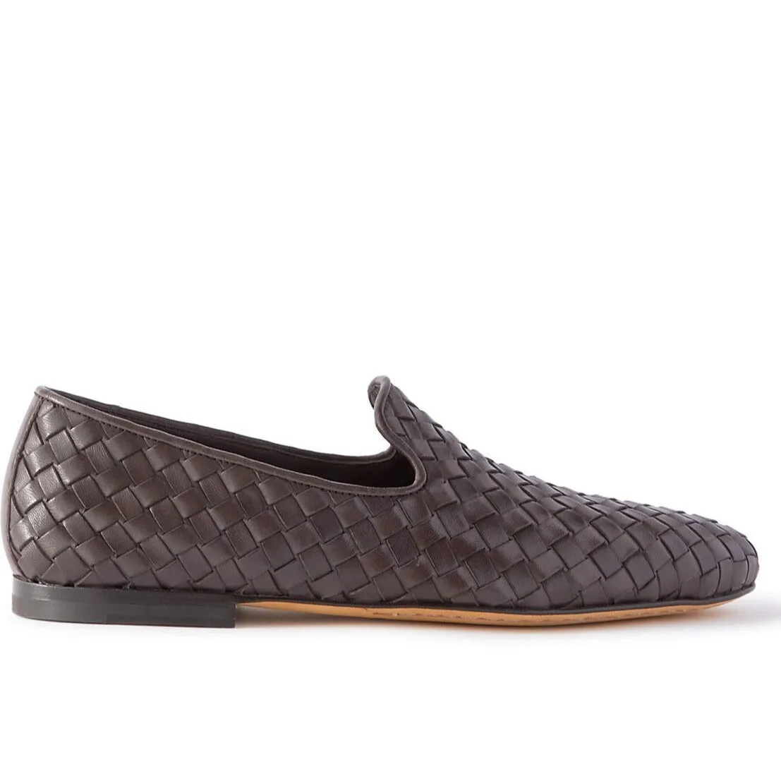 Ebony Brown Airto Intreccio Woven Leather Loafers