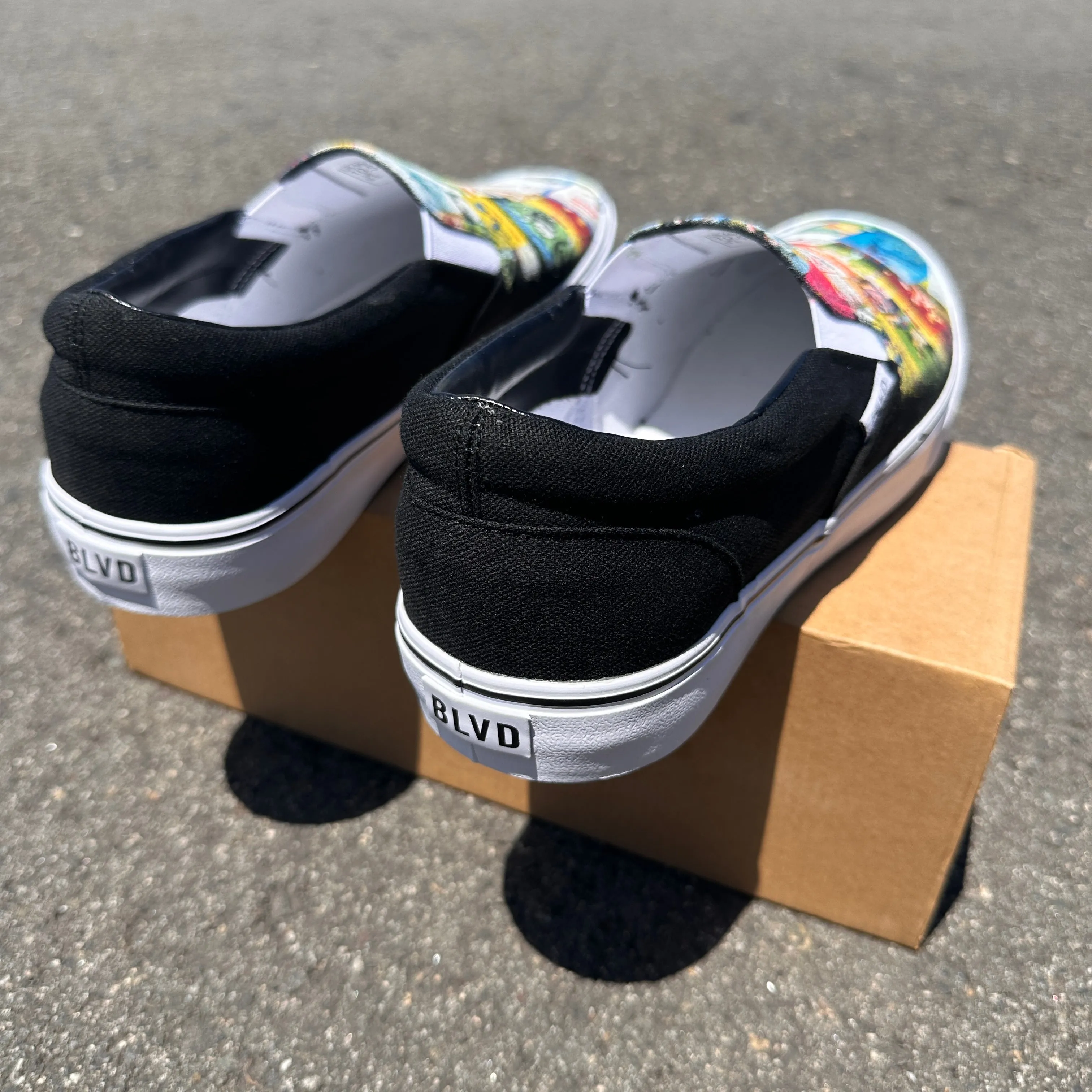 Elementary School Reading Custom Black Slip On Shoes with Favorite Books on BLVD Original Slip On Shoes for Men and Women