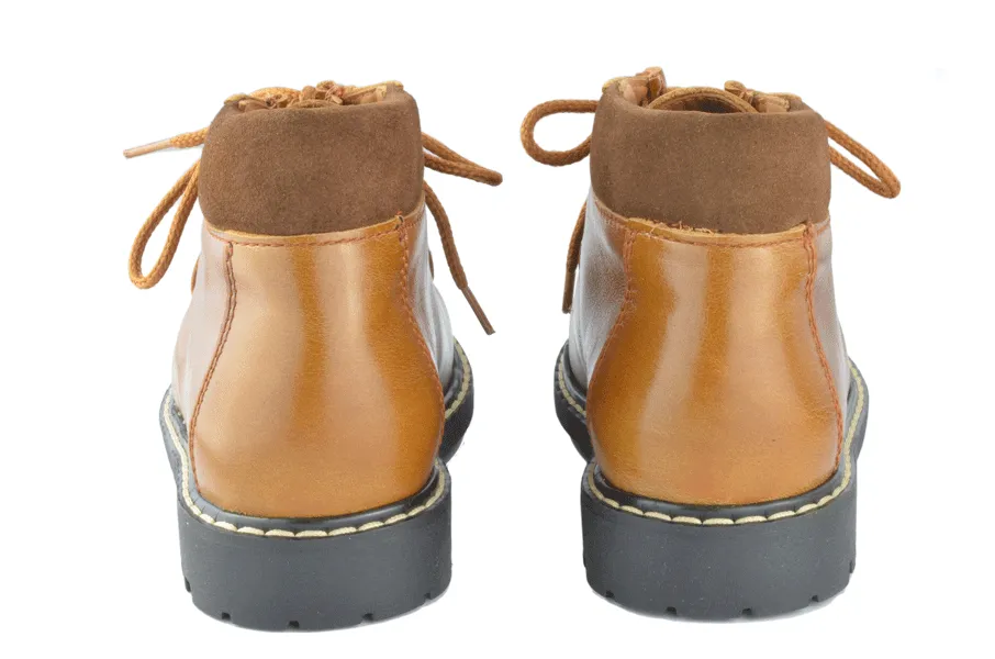 Eli1957 Boys Brown Lace-Up Tan Boot