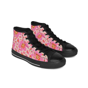 Exotic Pink Flowers Men's Classic Sneakers