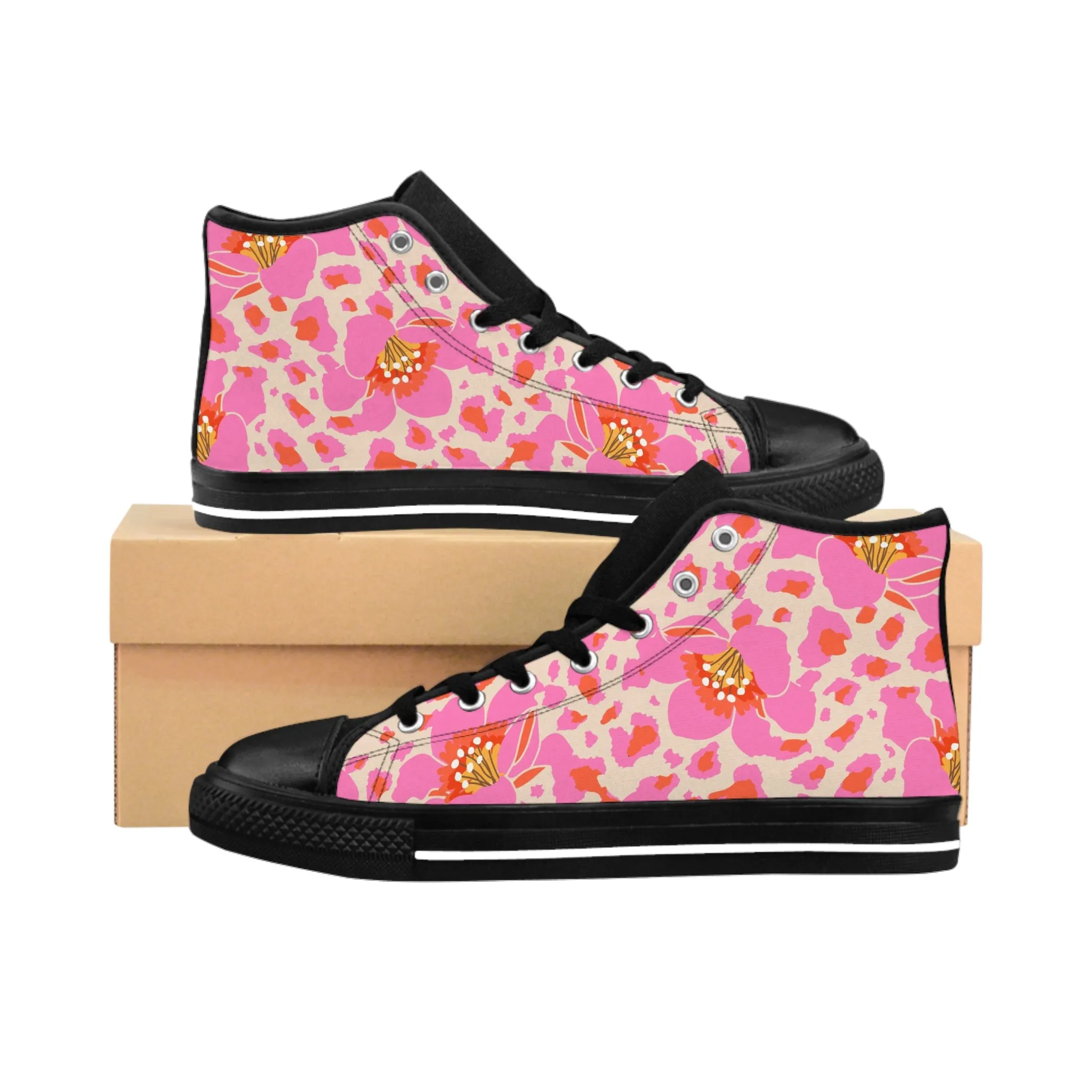 Exotic Pink Flowers Men's Classic Sneakers