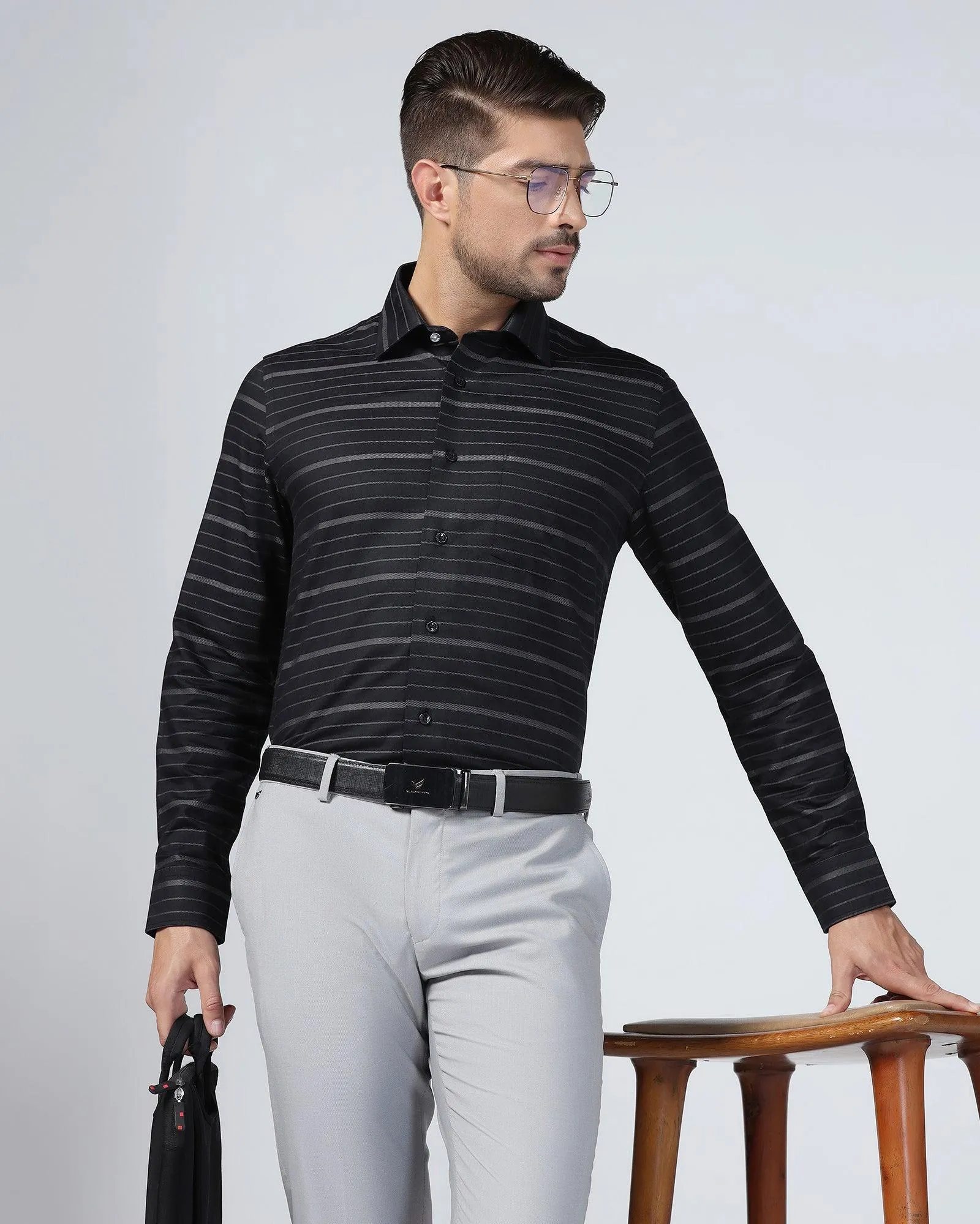 Formal Black Stripe Shirt - Isaac