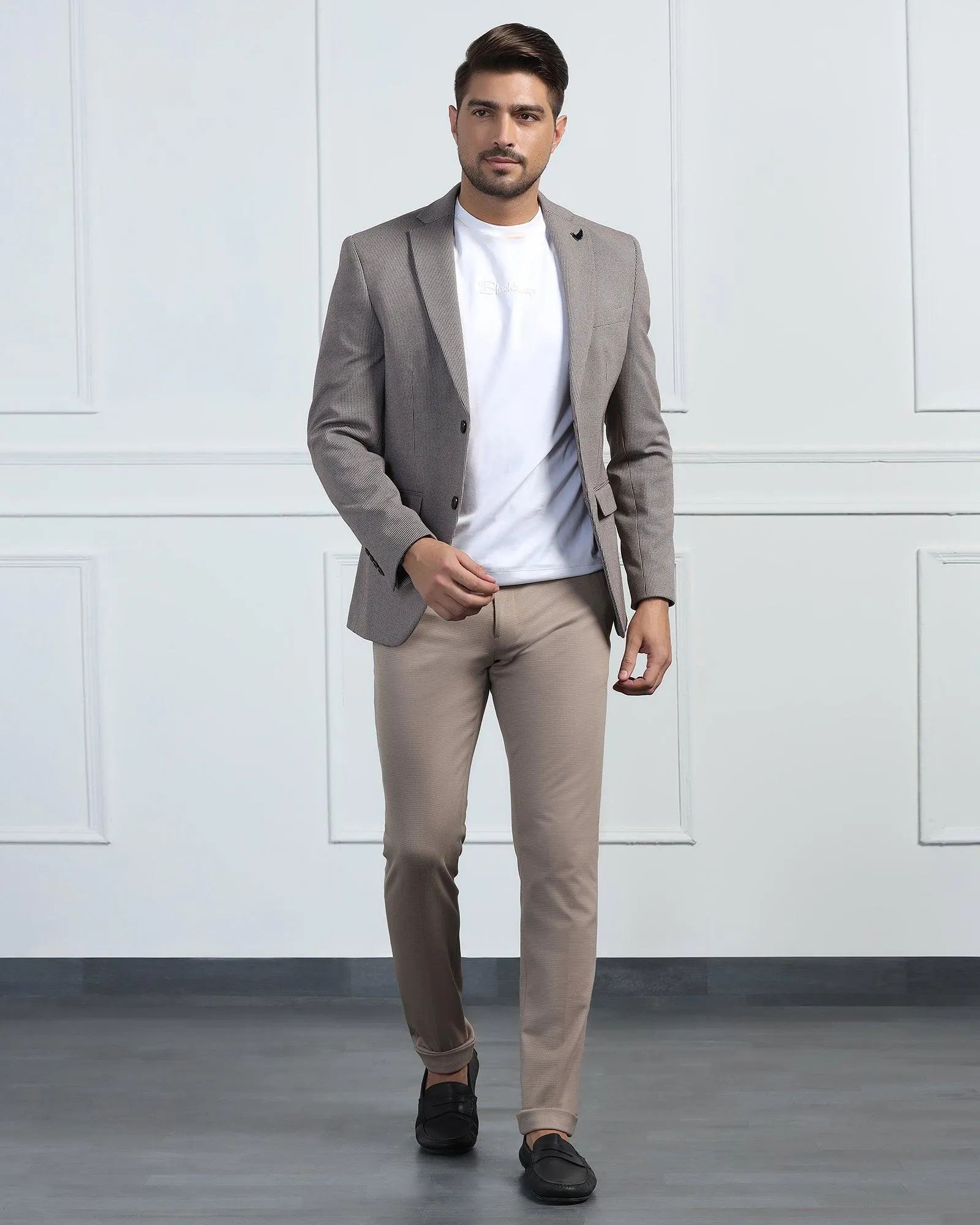 Formal Brown Textured Blazer - Artura