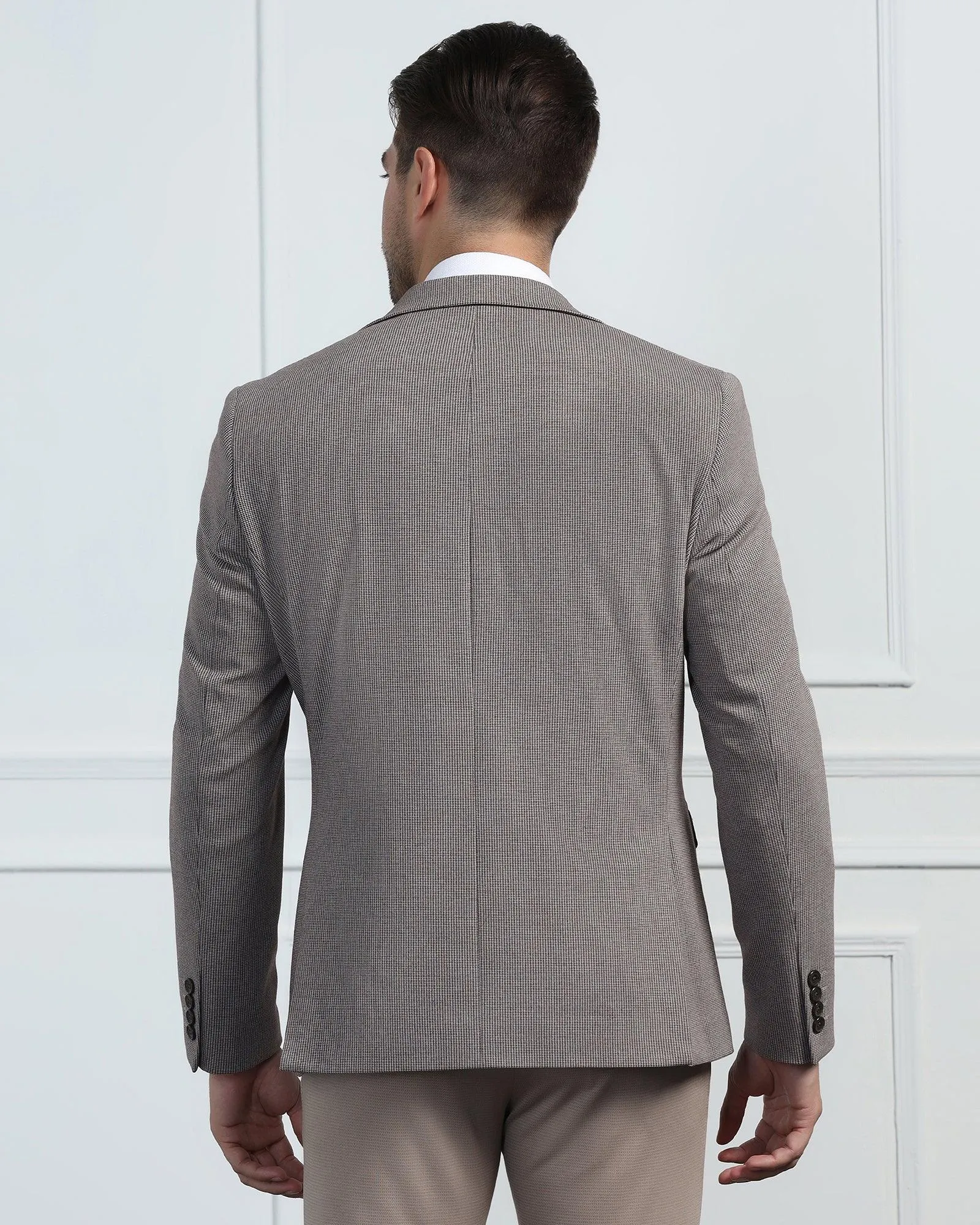 Formal Brown Textured Blazer - Artura