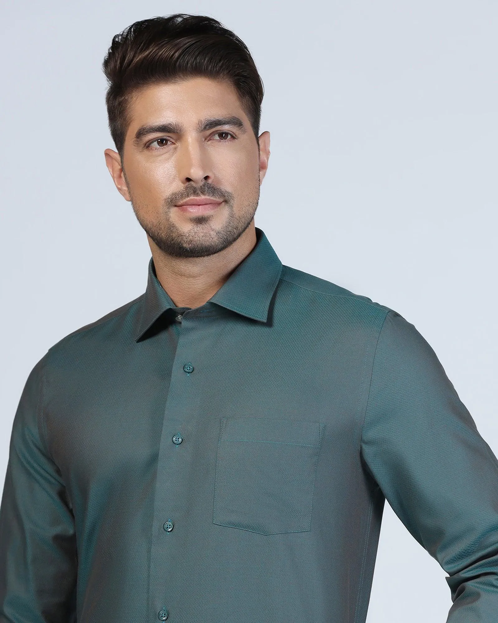 Formal Green Textured Shirt - Jim