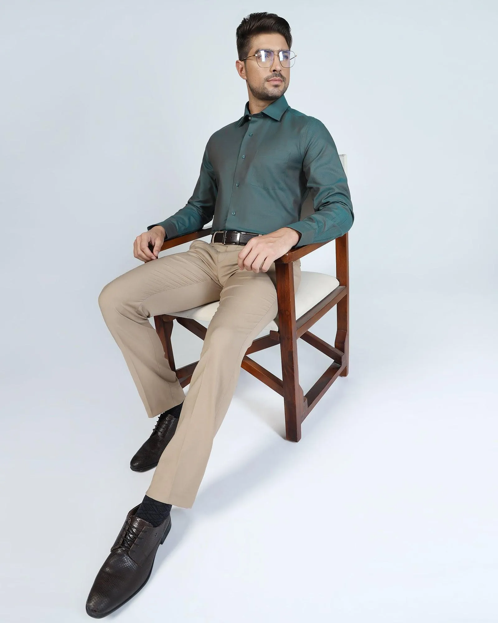 Formal Green Textured Shirt - Jim