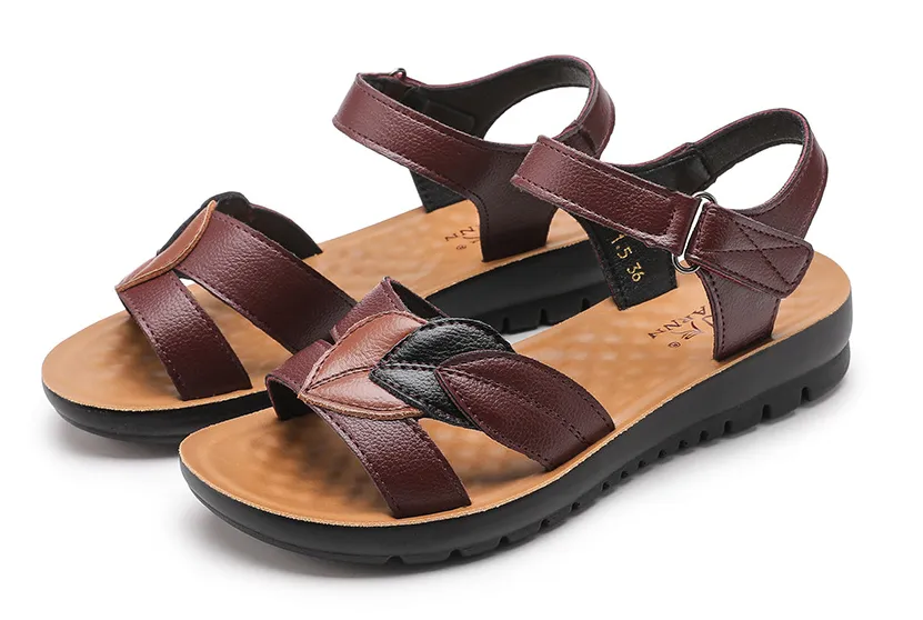 Genuine Leather Comfortable Soft Flat Non-slip Sandals