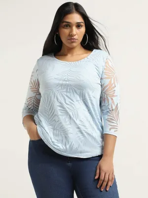 Gia Blue Self-Patterned Top