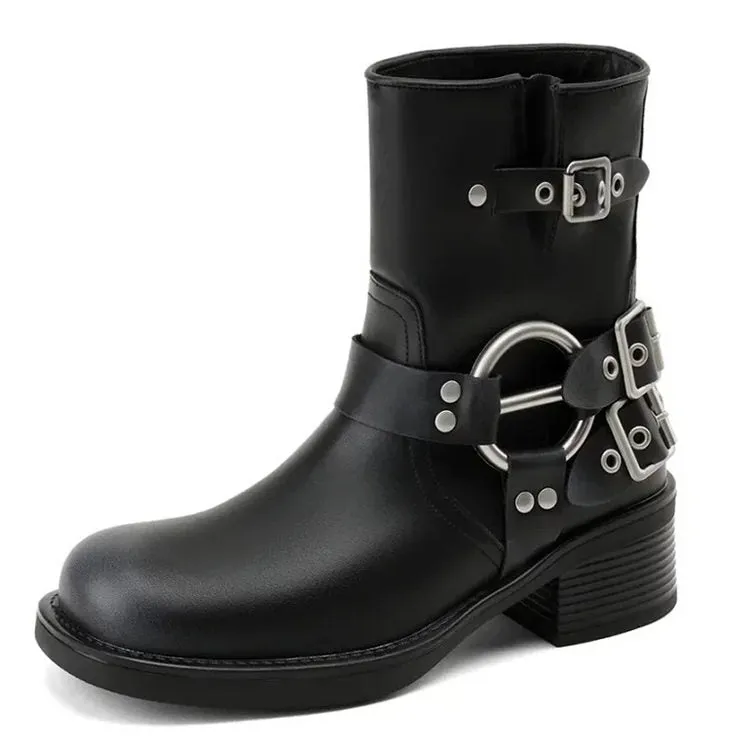 Grunge Sleaze Motorcycle Buckle Boots