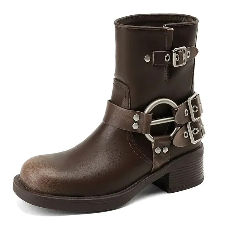 Grunge Sleaze Motorcycle Buckle Boots