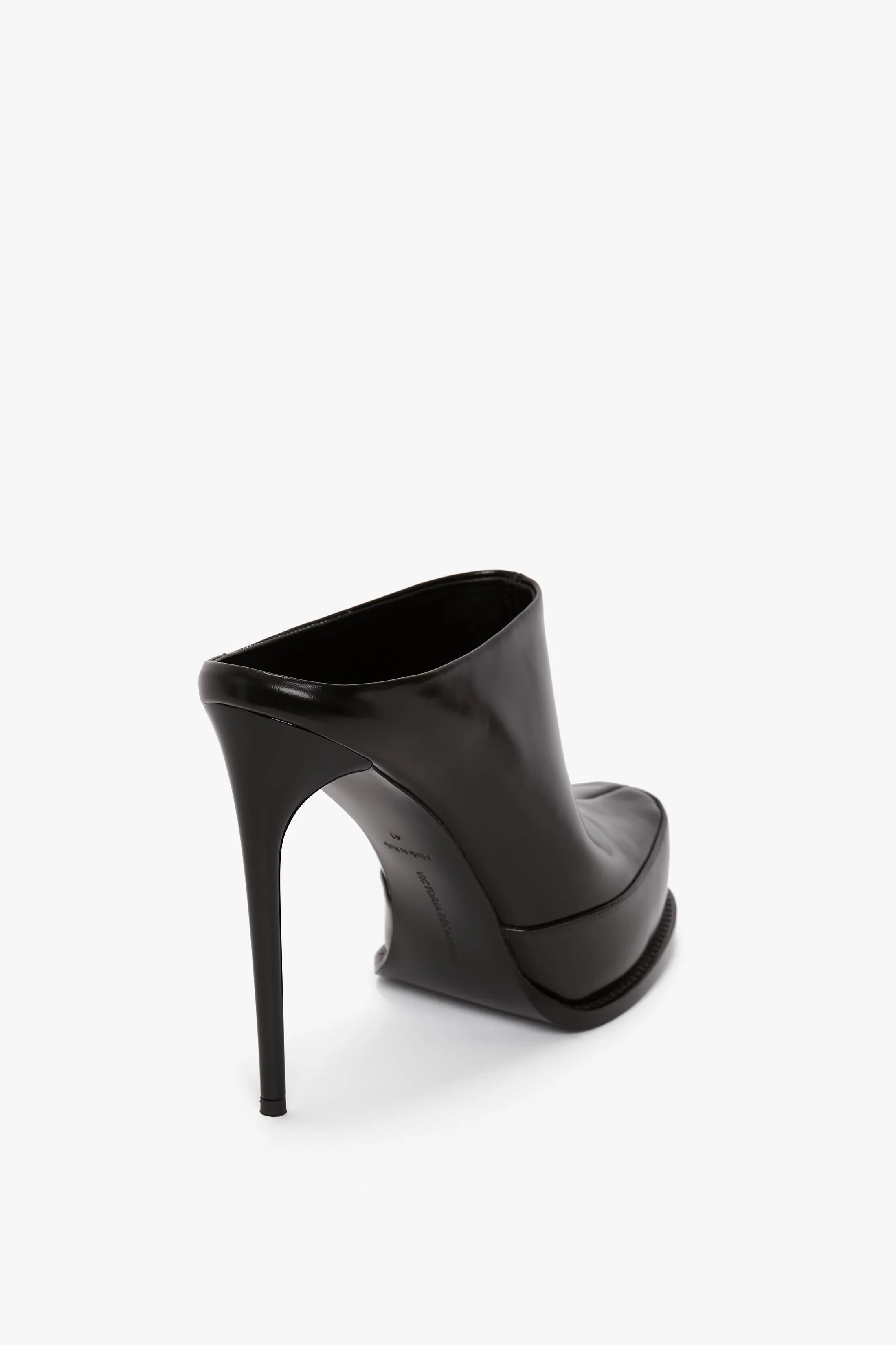 High Heeled Mule In Black Leather