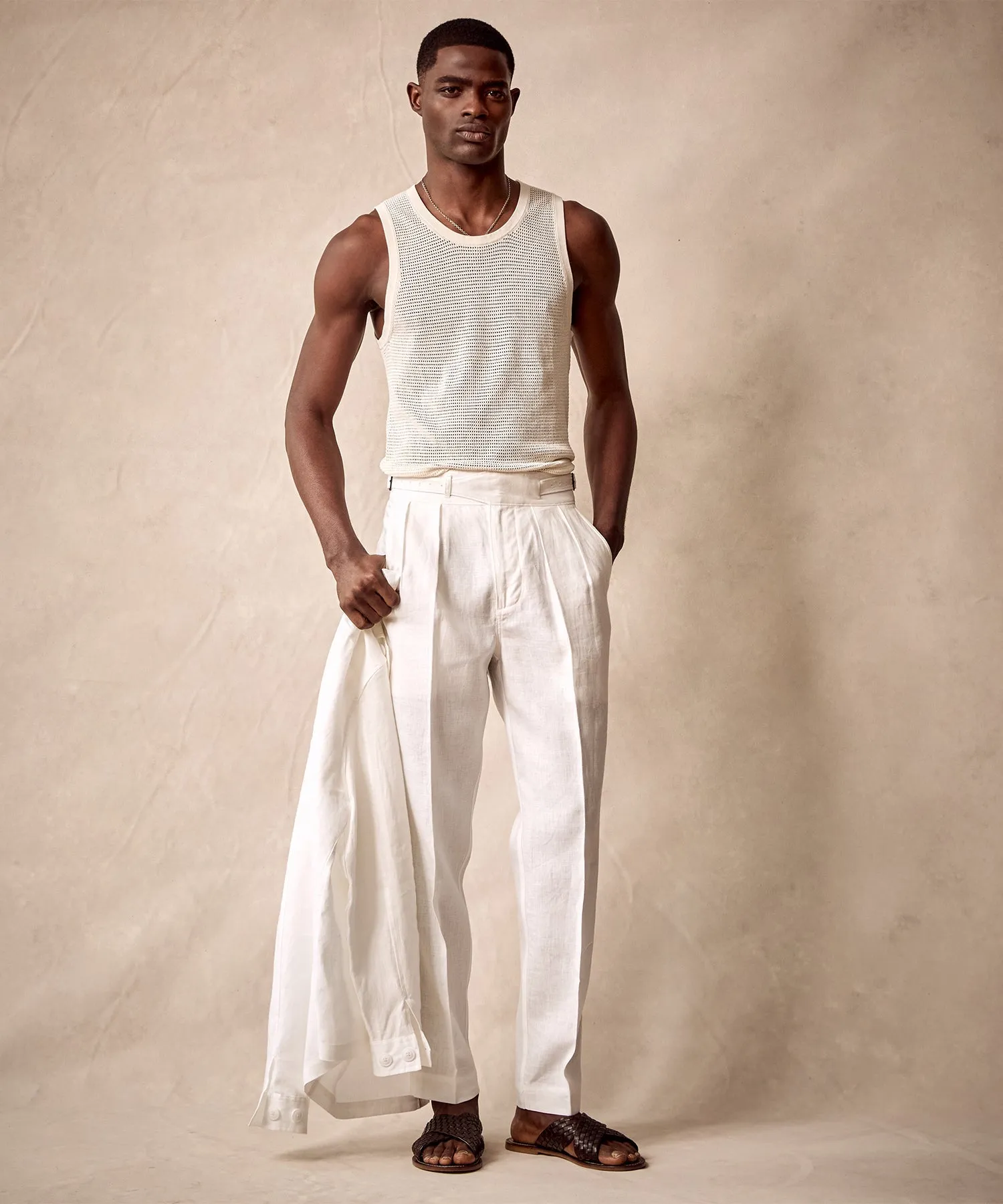 Irish Linen Gurkha Trouser in White