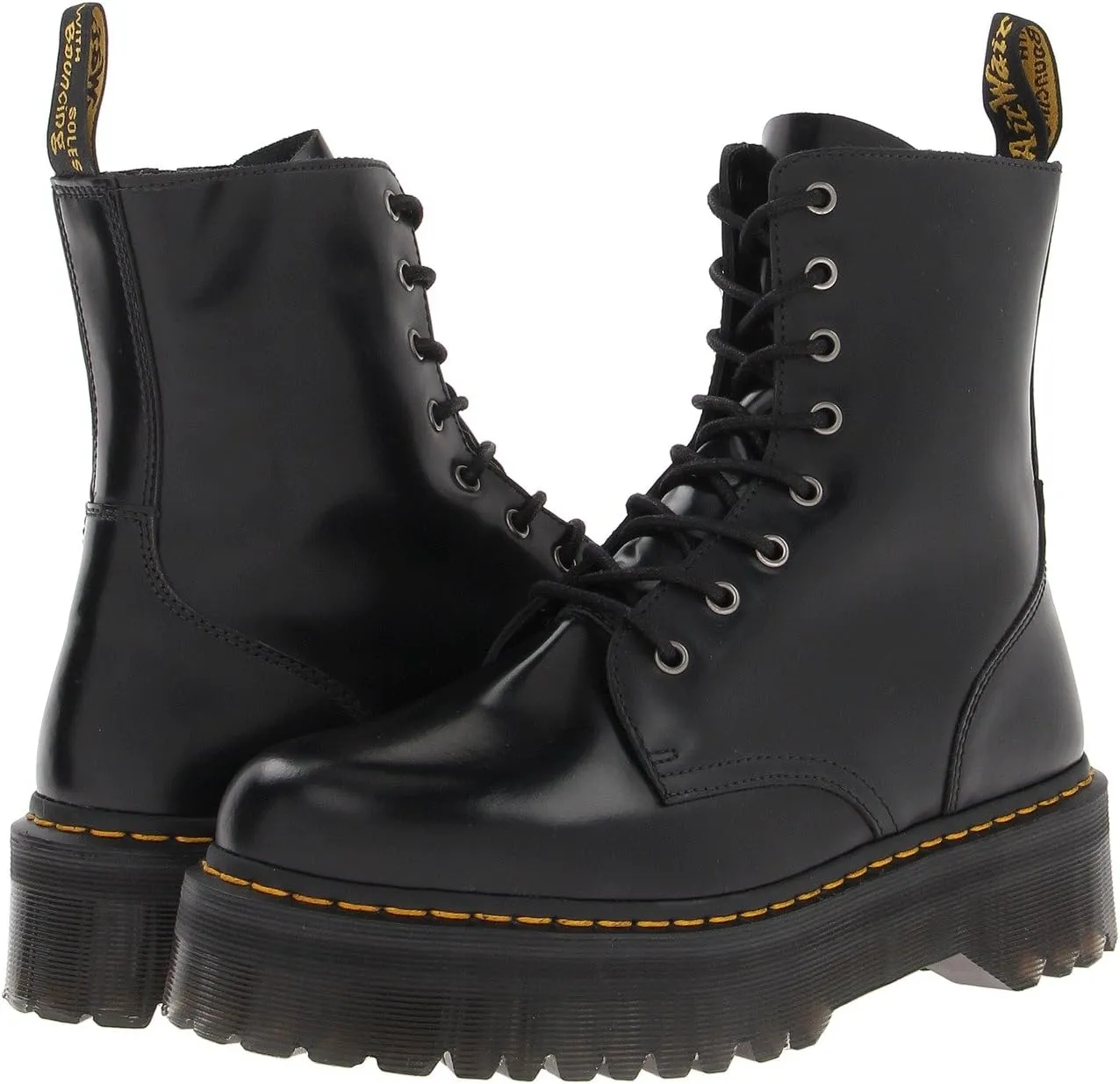 Jadon Smooth Leather Platform Boots Dr. Martens Black Polished Smooth