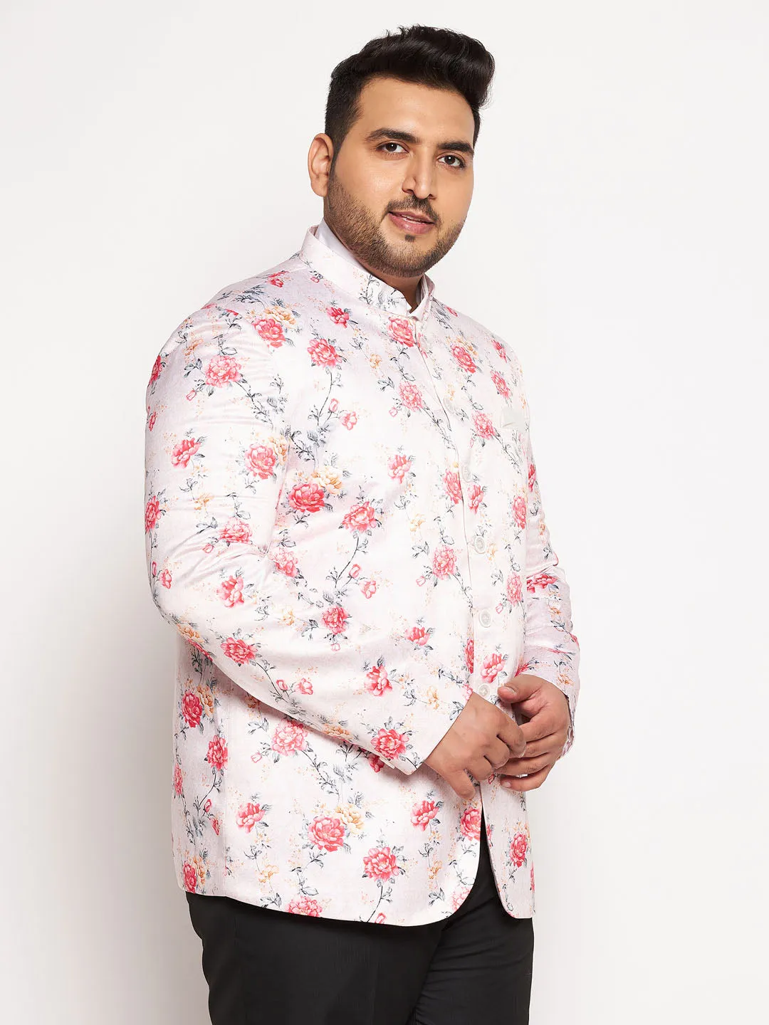 Jashvi Plus Size Men's Peach Silk Blend Jodhpuri