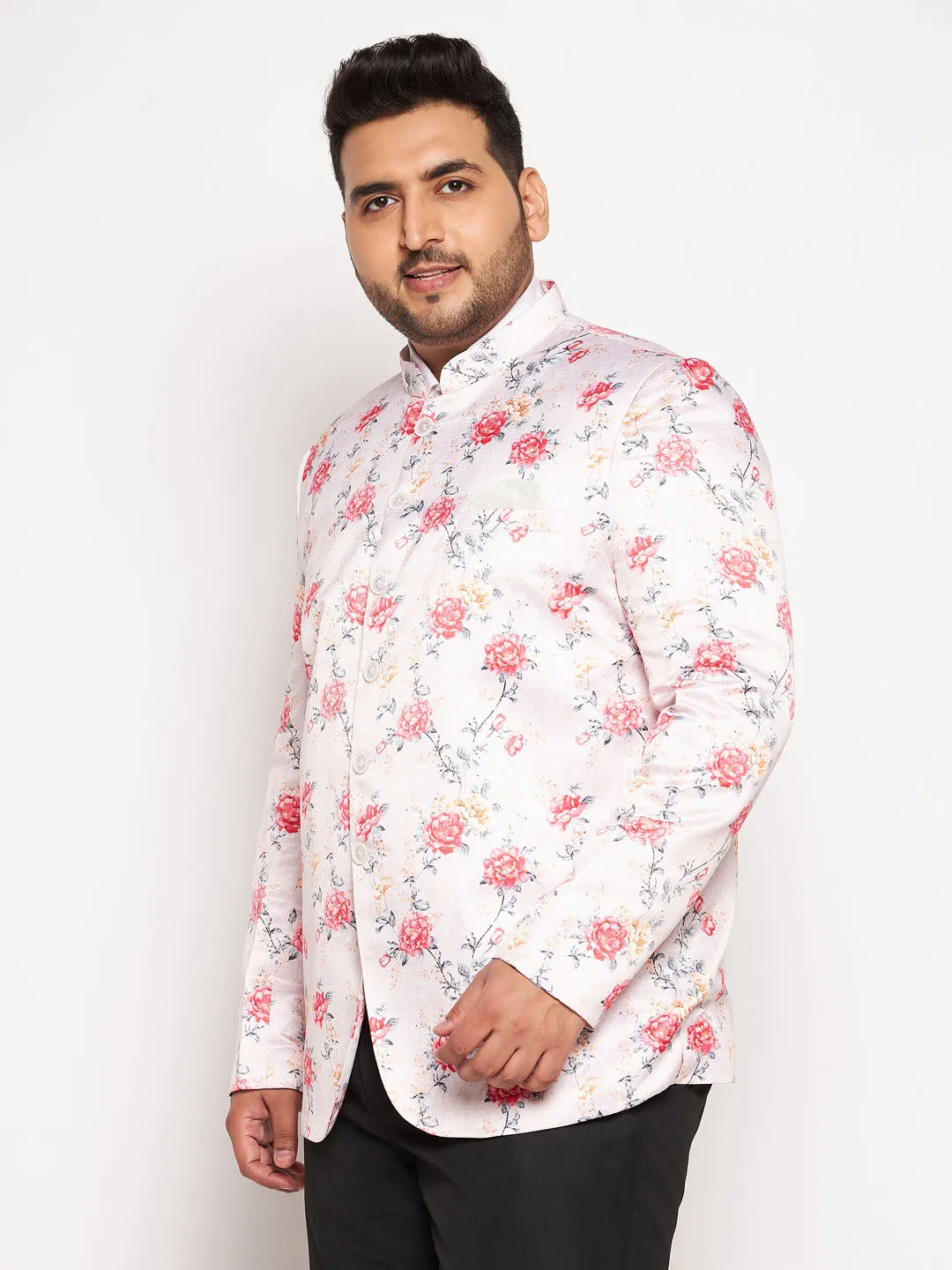 Jashvi Plus Size Men's Peach Silk Blend Jodhpuri