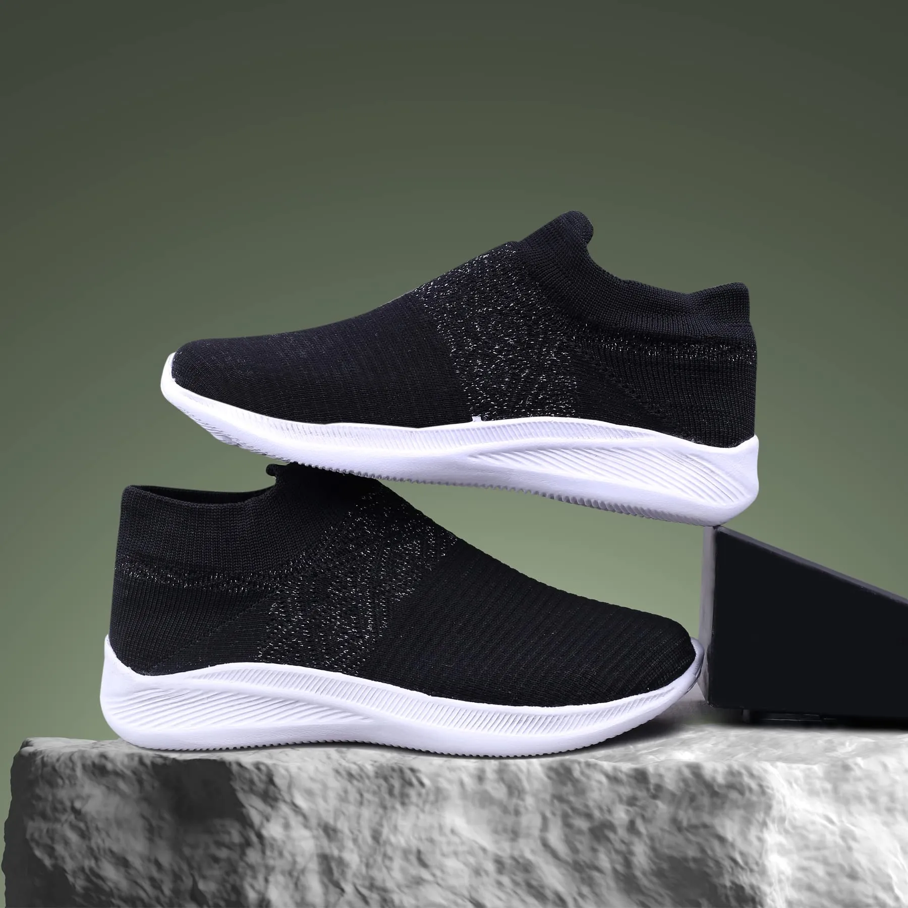 Kraasa Slip On Sneakers for Women | Latest Trend Women Casual Shoes Black UK 4