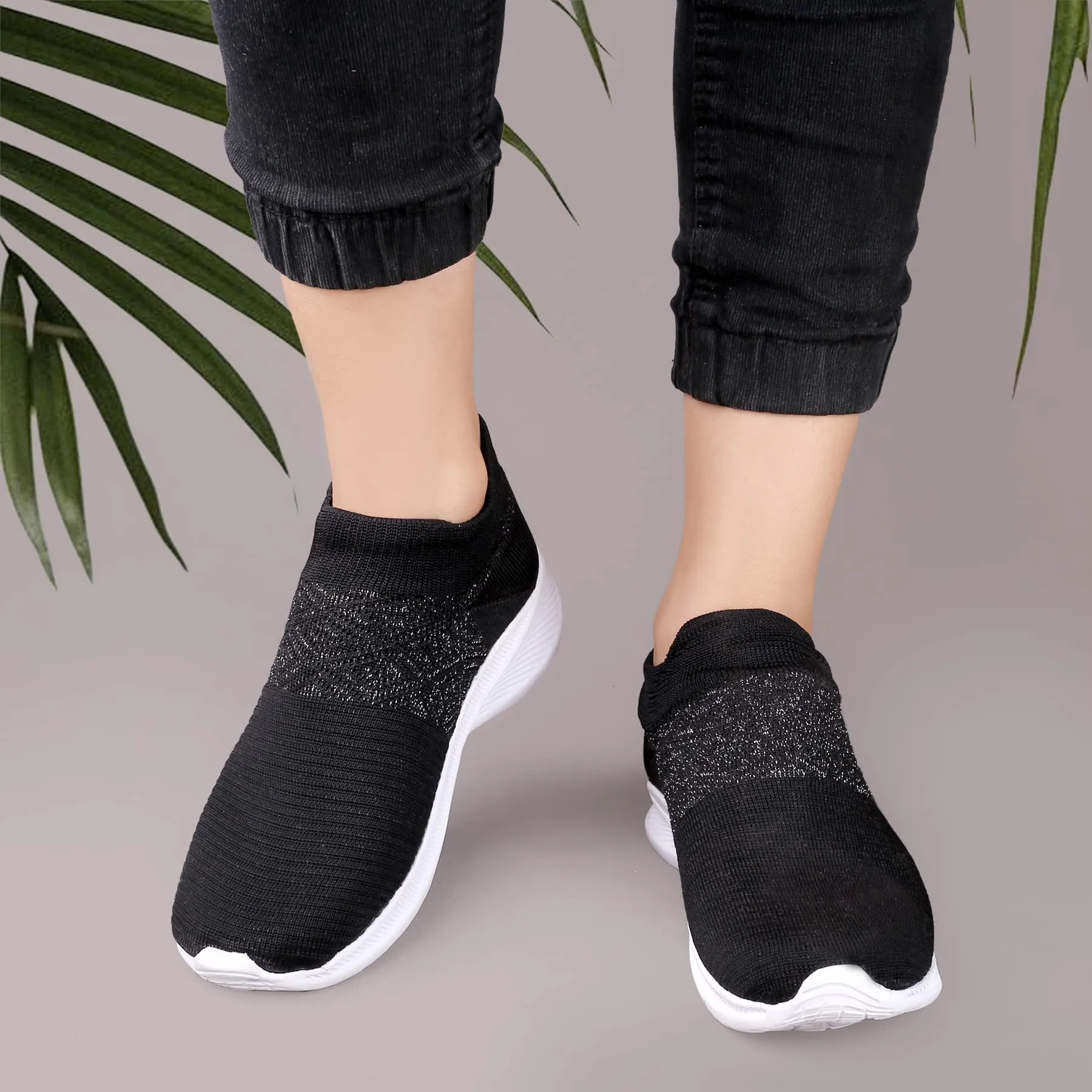 Kraasa Slip On Sneakers for Women | Latest Trend Women Casual Shoes Black UK 4