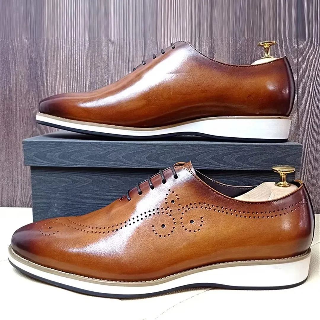 LeatherLux Square Toe Genuine Leather Casual Shoes