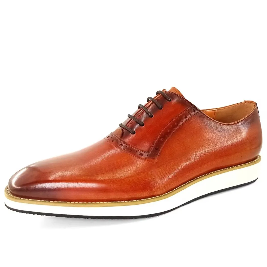 LeatherLux Square Toe Genuine Leather Casual Shoes