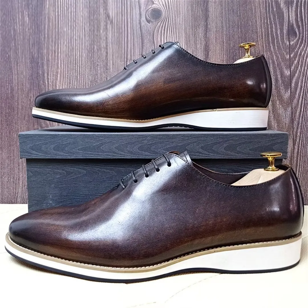 LeatherLux Square Toe Genuine Leather Casual Shoes