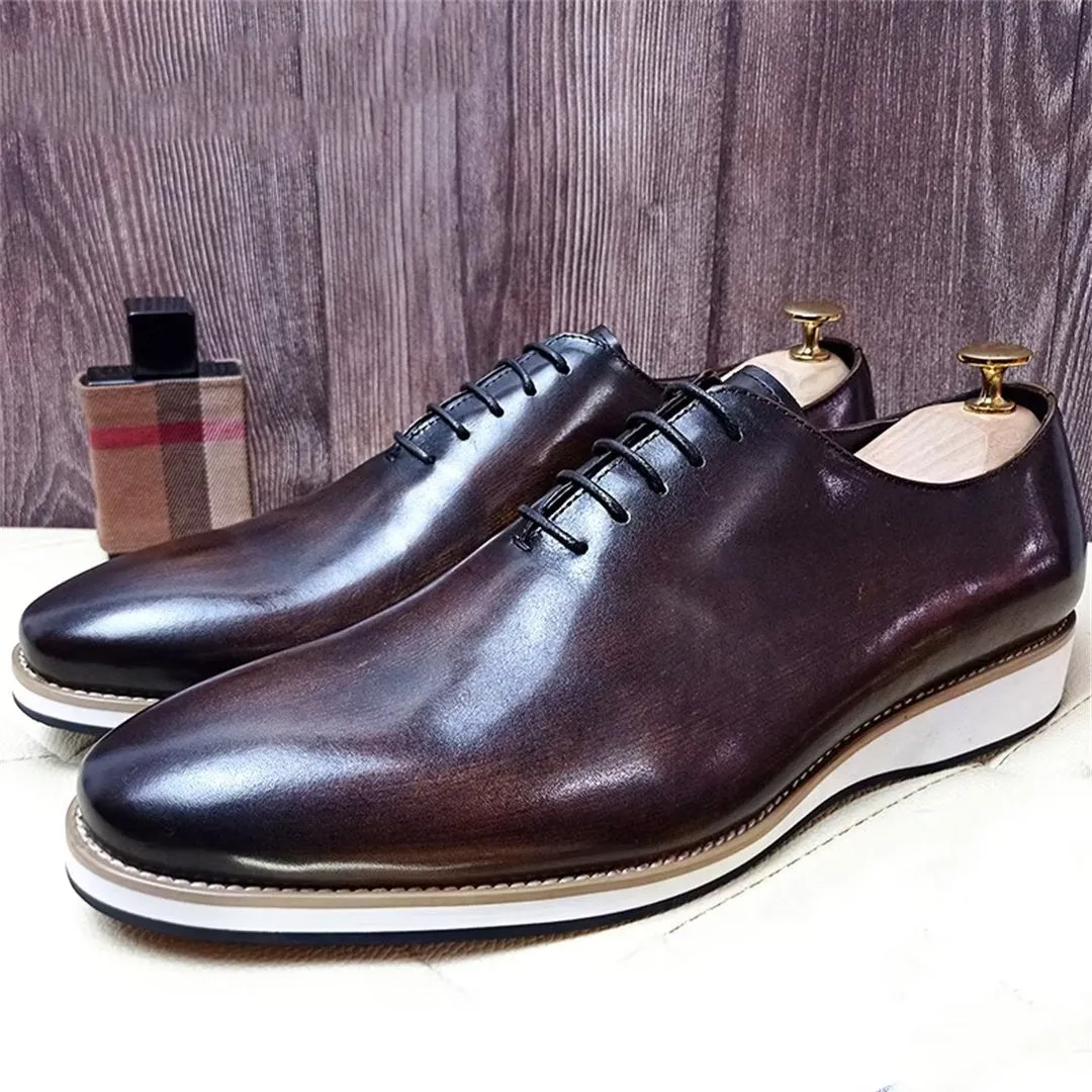 LeatherLux Square Toe Genuine Leather Casual Shoes