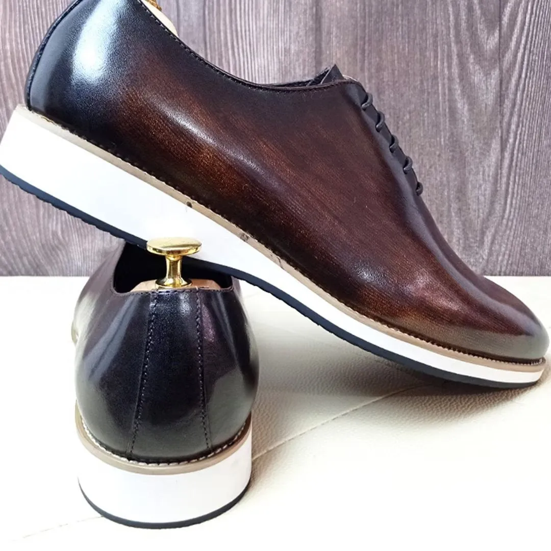 LeatherLux Square Toe Genuine Leather Casual Shoes