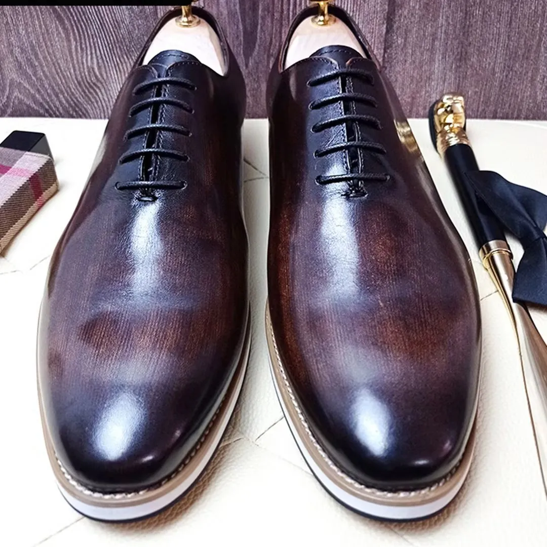 LeatherLux Square Toe Genuine Leather Casual Shoes