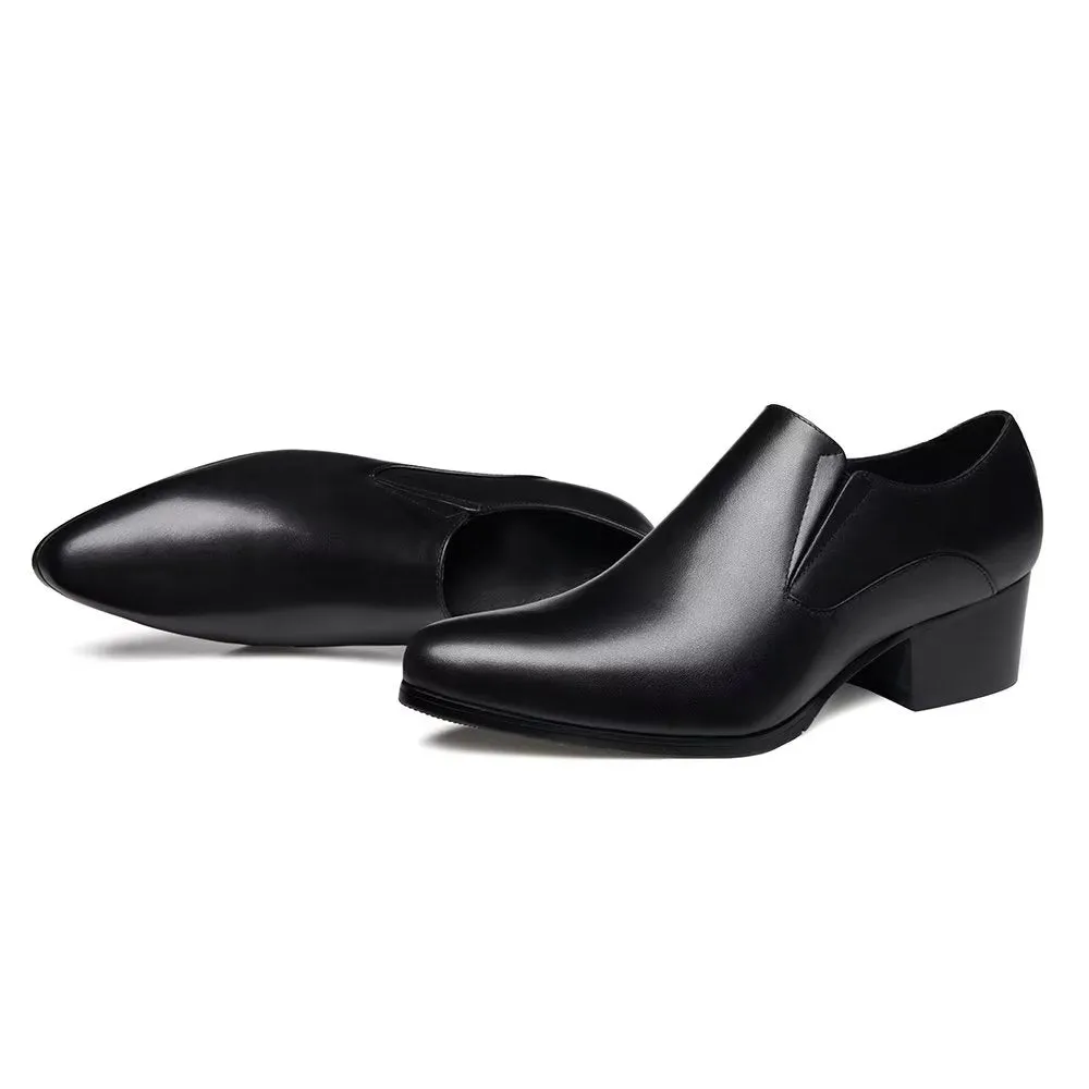 LeatherLuxe Chic Pointed Toe Slip-on Dress Shoes